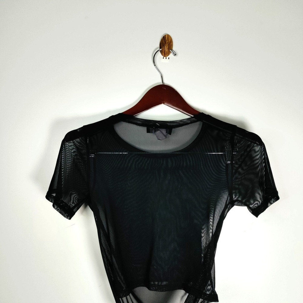 Aliyah Akira Sheer Beaded Pearls Pose Tie Crop Top S‎ Graphic Sexy Souvenir Sexy - Picture 6 of 11